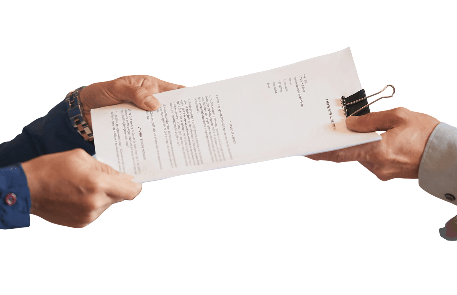 Handing over document